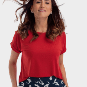 Blusa Celeste y Rojo 22076