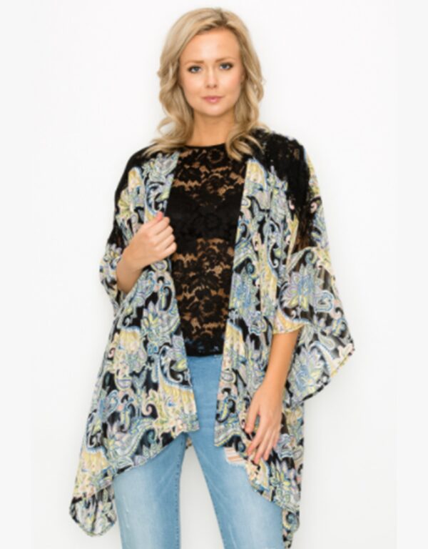 Kimono Negro Estampado M9JA518