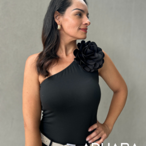 Blusa Negra con Flor 2886