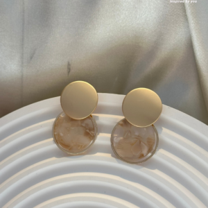 Arete Beige Marmoleado Circulo 8484