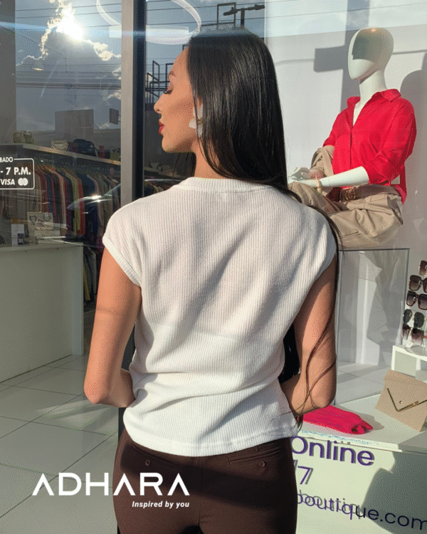 Blusa Beige, Blanco y Verde 2883 - Image 3