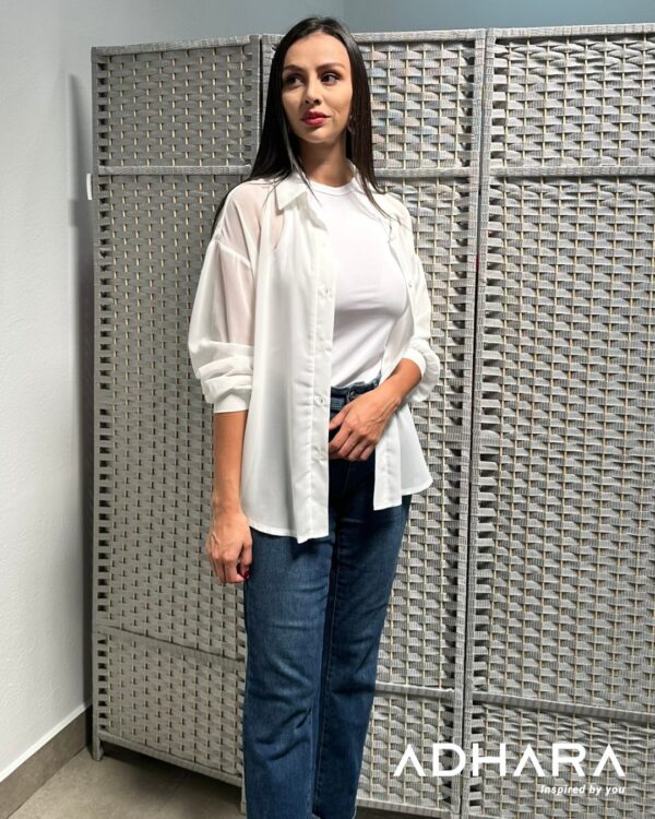 Blusa Transparente Blanca & Roja 2937