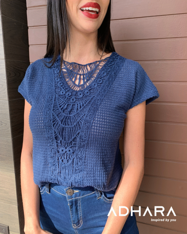 Blusa Azul, Blanco y Rosado 2935 - Image 3