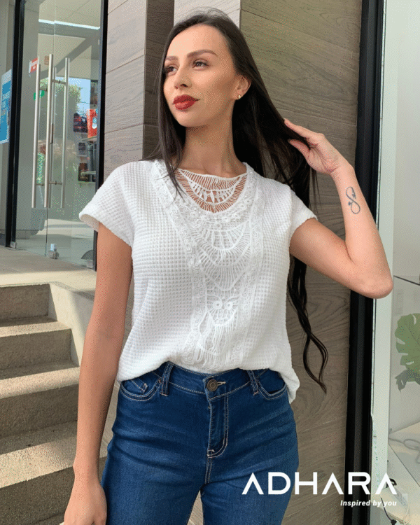 Blusa Azul, Blanco y Rosado 2935