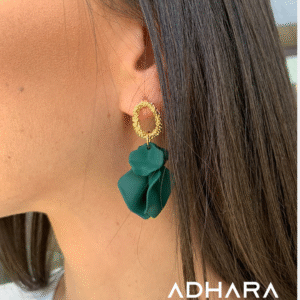 Arete Petalos Negro y Verde 8296