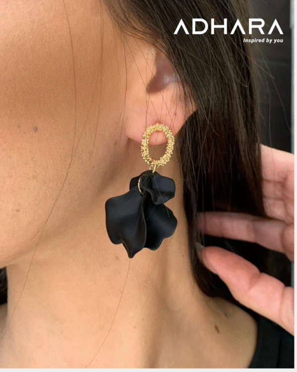 Arete Petalos Negro y Verde 8296 - Image 2