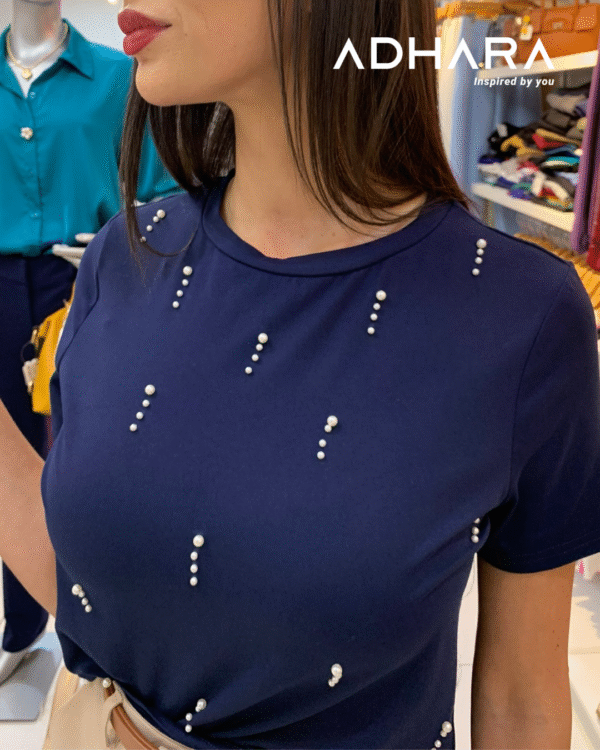 Blusa Negra y Azul Perla 2953 - Image 2