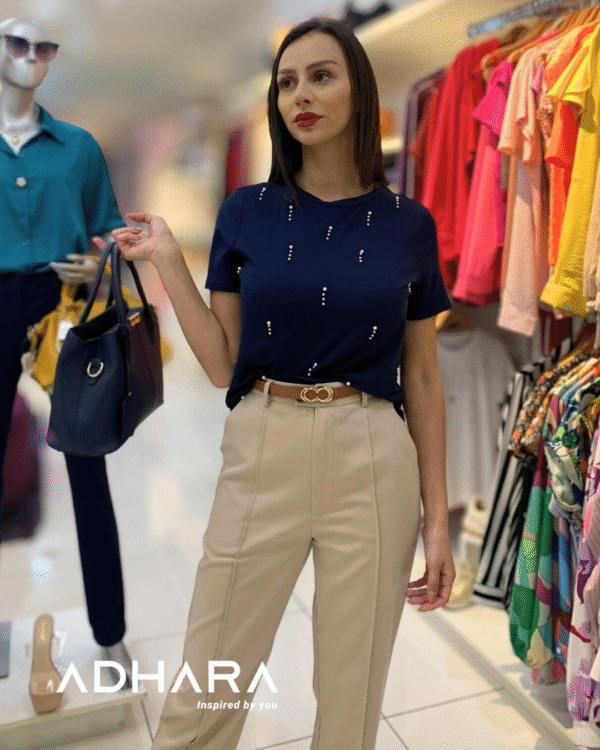 Blusa Negra y Azul Perla 2953