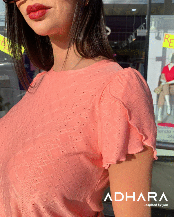 Blusa Casual Verde y Salmon 2954 - Image 4
