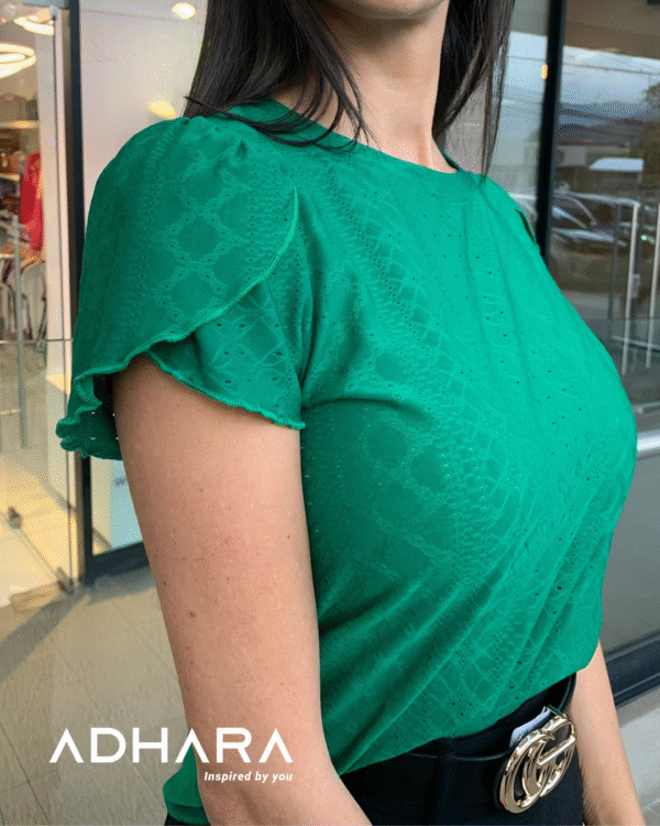 Blusa Casual Verde y Salmon 2954 - Image 2