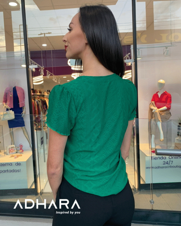 Blusa Casual Verde y Salmon 2954 - Image 3