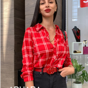 Blusa Roja Cuadros 6461B