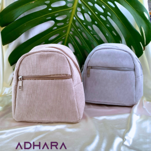 Mochila Corduroy Gris y Beige 7267