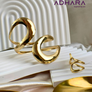 Pulsera y Anillo Dorado y Plateado 8868