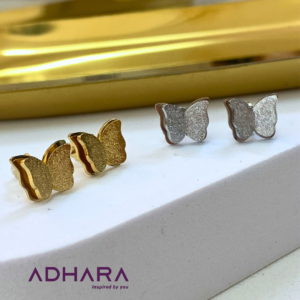 Aretes Mariposa Dorado y Plateado 8886