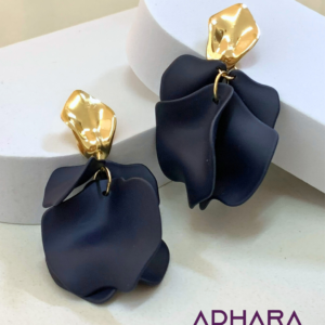 Aretes Petalos Azul Oscuro 8894