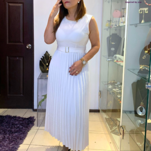 Vestido Marfil Plisado 4320